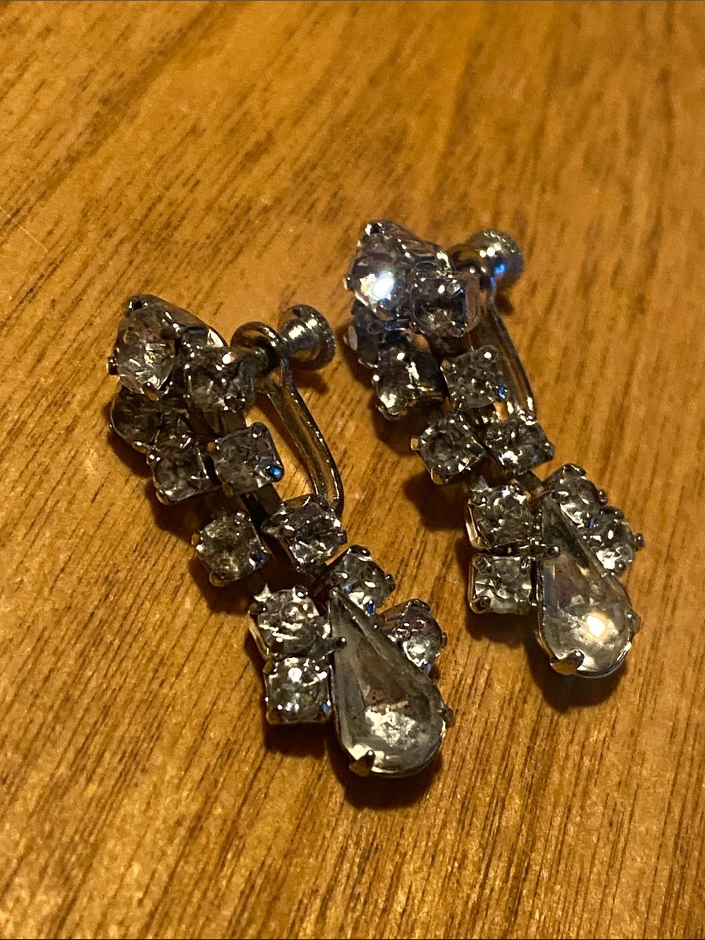 Vintage rhinestone screw back earrings